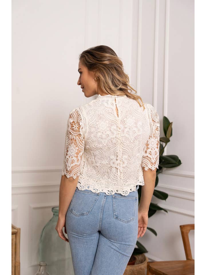 CHOKLATE PARIS - Vendita all'ingrosso Camicetta - Donna - Top in pizzo a maniche corte Eléanore - 80973
