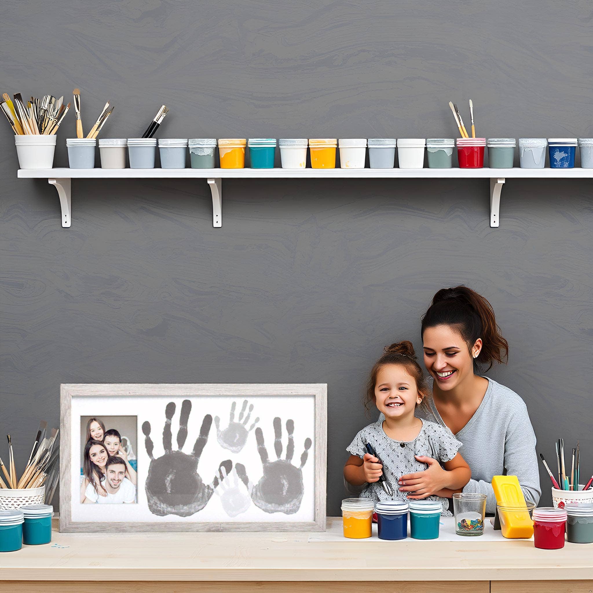 Kate & Milo - Vente Cadre photo - Enfant et bébé - Cadre photo et kit de peinture rustique à imprimer à la main familiale5