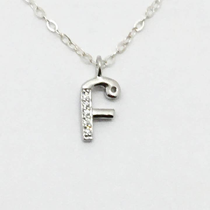 Collar monograma de plata de ley (F) de 20 pulgadas para venta al por mayor de Dangles Bangles More Co