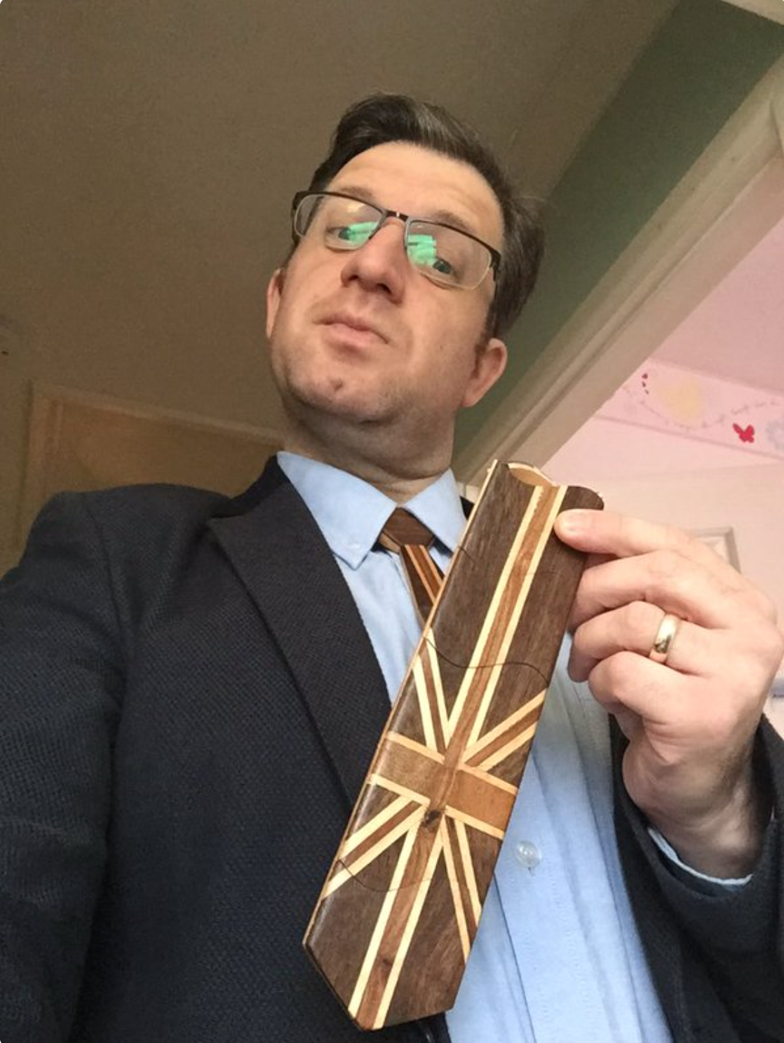 WOODEN TIES & GIFTS – wholesale Necktie – Men’s – Classic Union Jack Dark Wooden Tie3