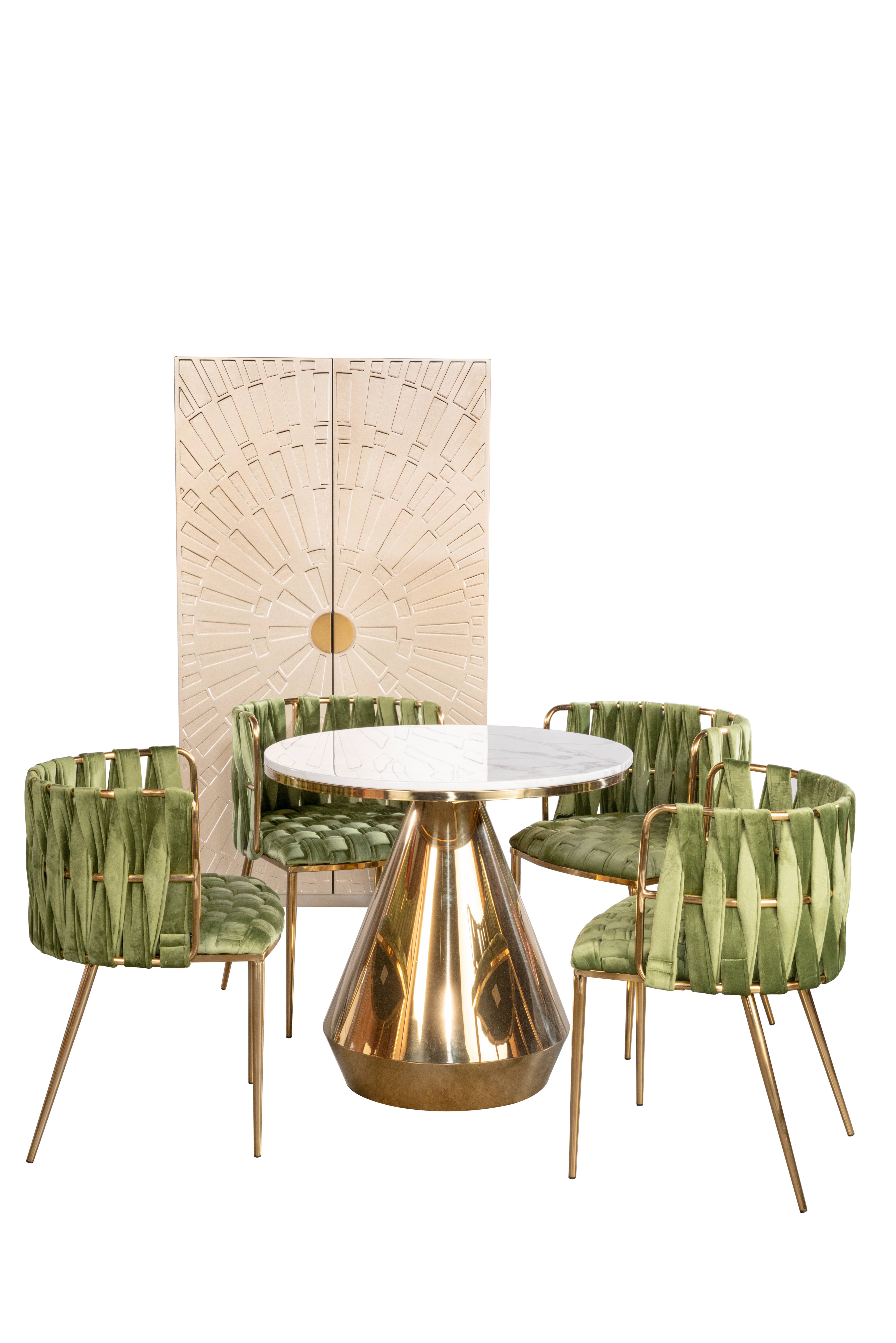 Statements by J - Wholesale Side Table - Gigi Marble Top Indoor/Outdoor Gold Bistro Table Entry Table1