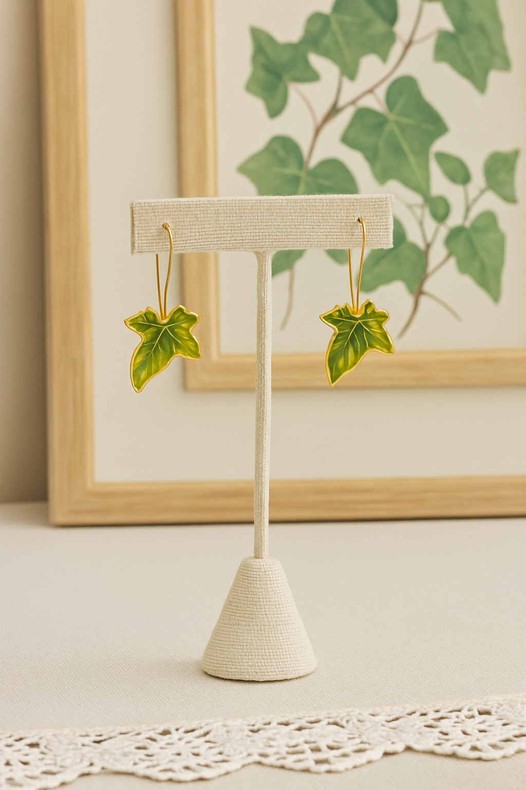 Wild & Free - Wholesale Dangle Earrings - Pendientes de hoja de hiedra verde4