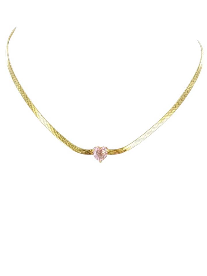 Collana con pendente a forma di cuore in acciaio inossidabile rosa per la vendita all'ingrosso da parte di Lucylou Collection