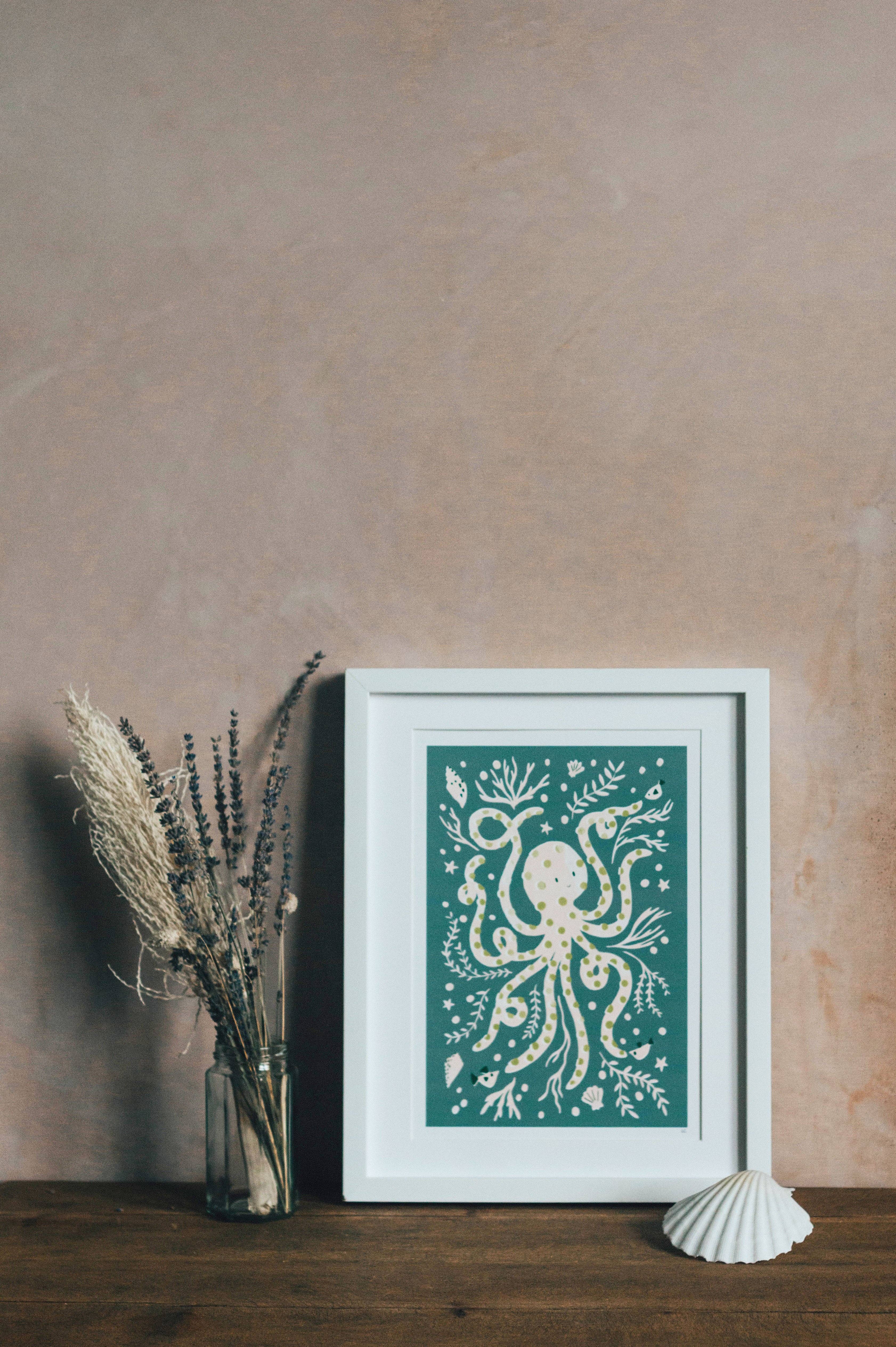 Slow Sunday - Wholesale Art Print - ‘Occy Octopus’ Friendly Sea Creature Fine Art Print For Children6