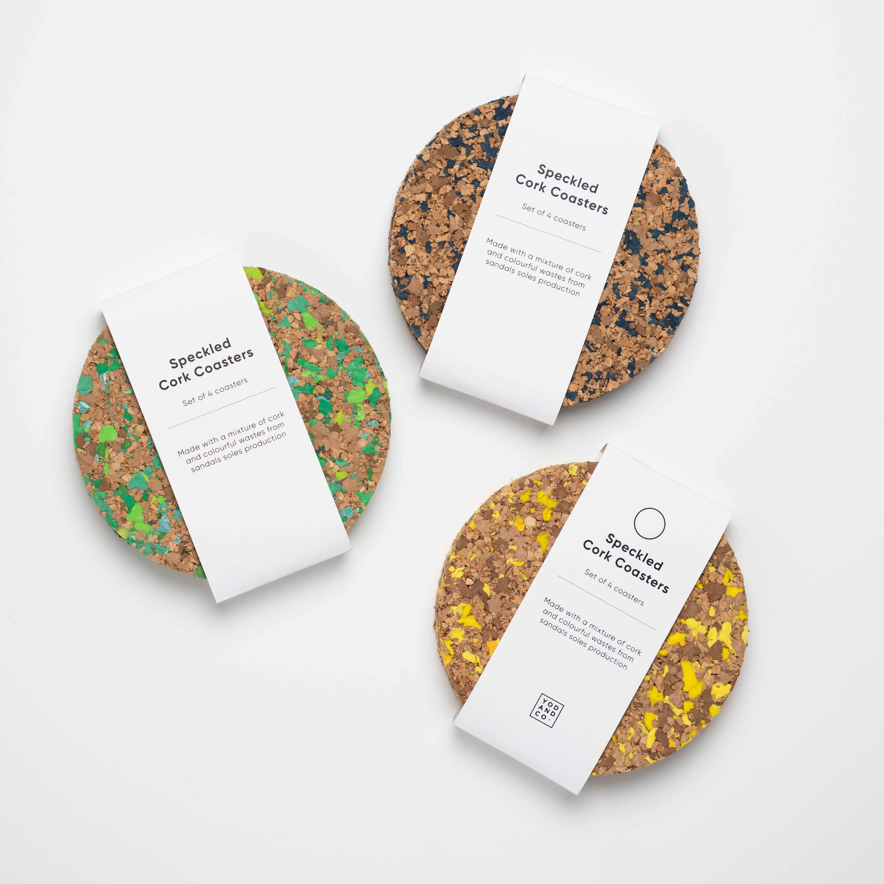 YOD&CO - Wholesale Coasters - Speckled Round Cork Coasters Set of 4 - Yellow5