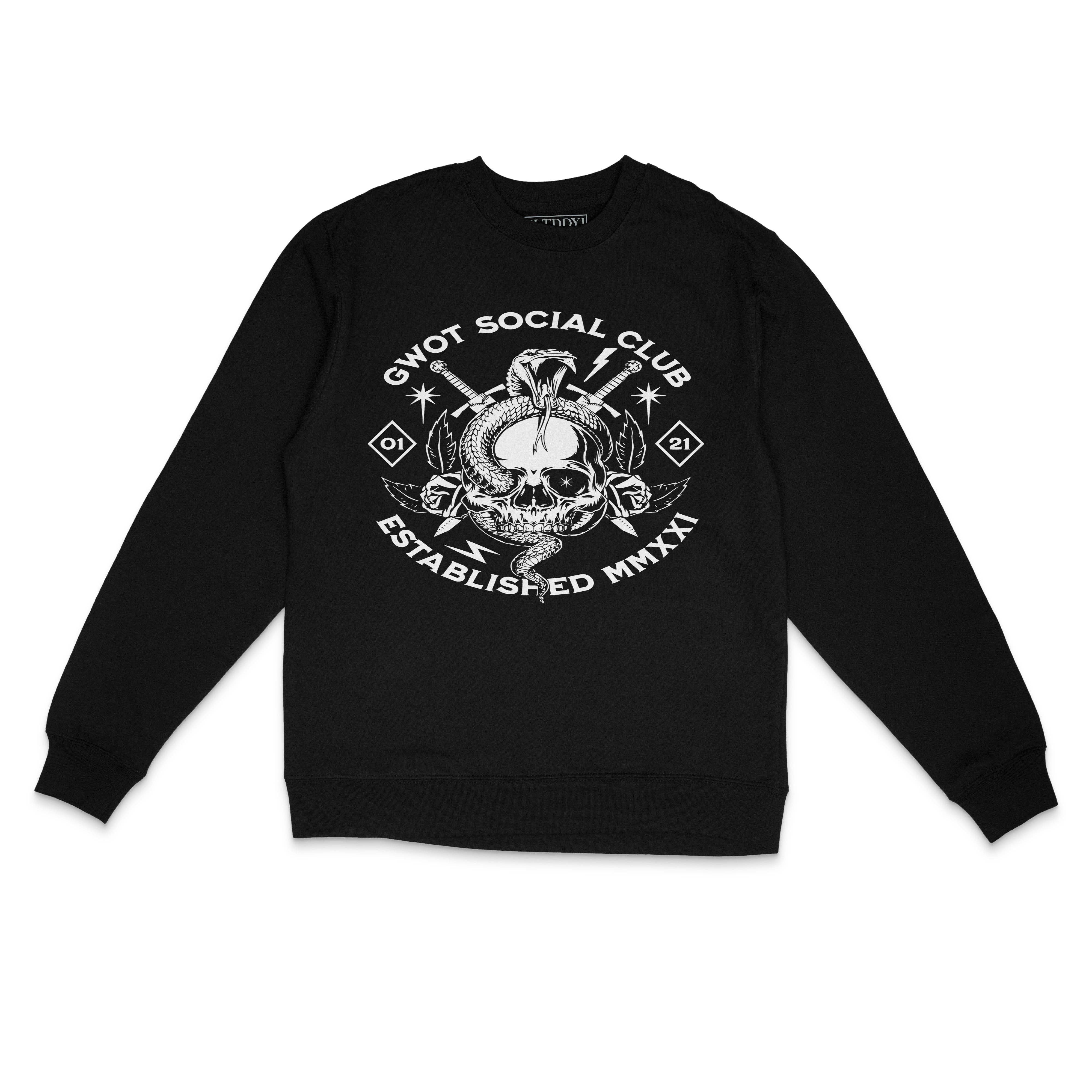 Black GWOT Social Club Sweatshirt for wholesale on Faire0
