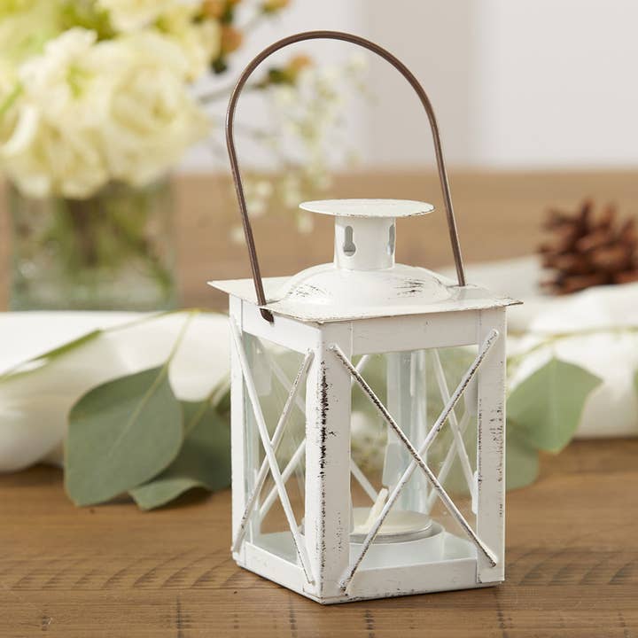 Kate Aspen - Wholesale Candle holder - Luminous Distressed White Mini-Lantern Tea Light Holder2