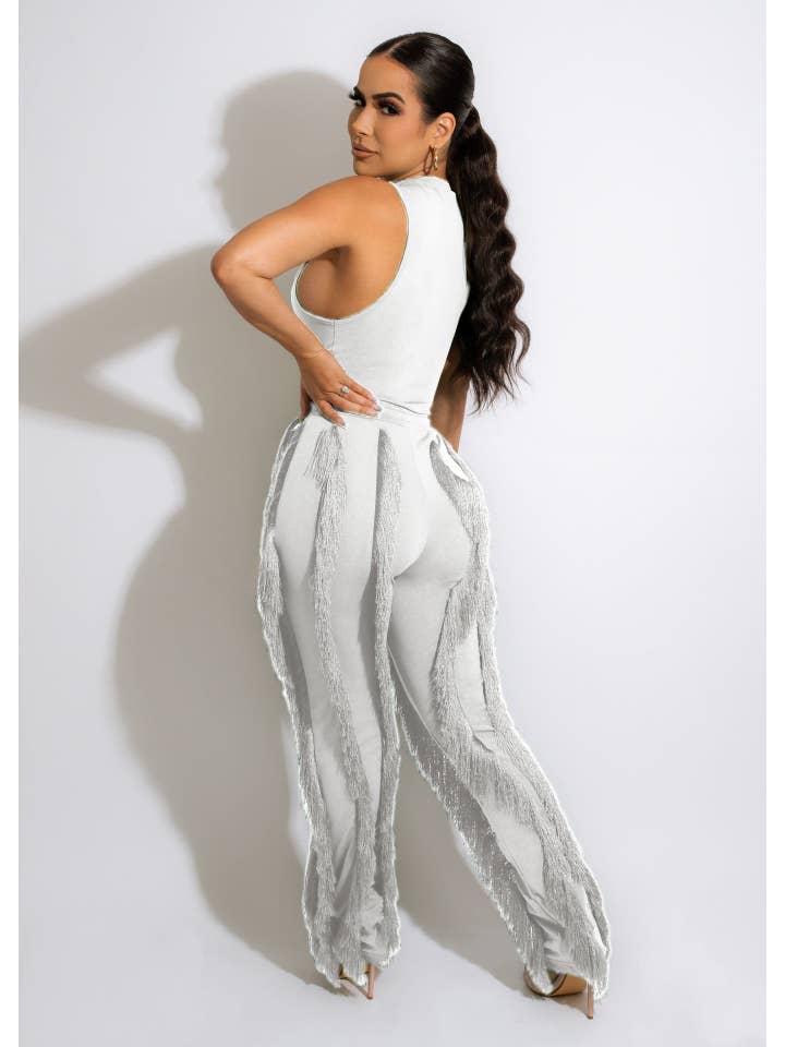 MB Fashion Wholesale - Wholesale Top & Pant Set (NOT Loungewear) - Women's - MB FASHION Sleeveless Fringe Tank Top and Pants Set 220LY17