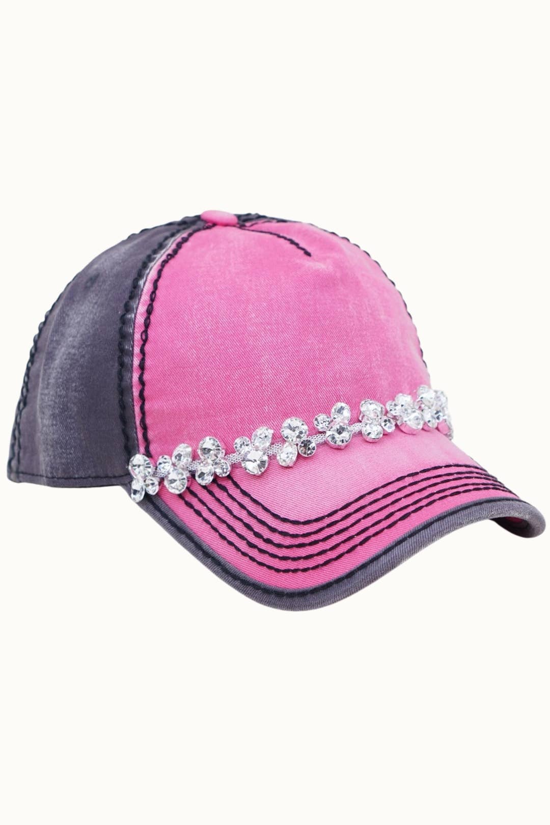 Olive & Pique – wholesale Baseball cap – Women's – Bejeweled Bling Glitz Two-Toned Cap, Adjustable2
