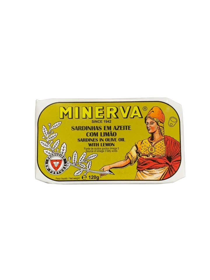 Minerva Sardines in Olive Oil with Lemon - 6 Pack for wholesale by Tin Can Fish ( BELA, Cantara, Mar, Porthos, Varina )