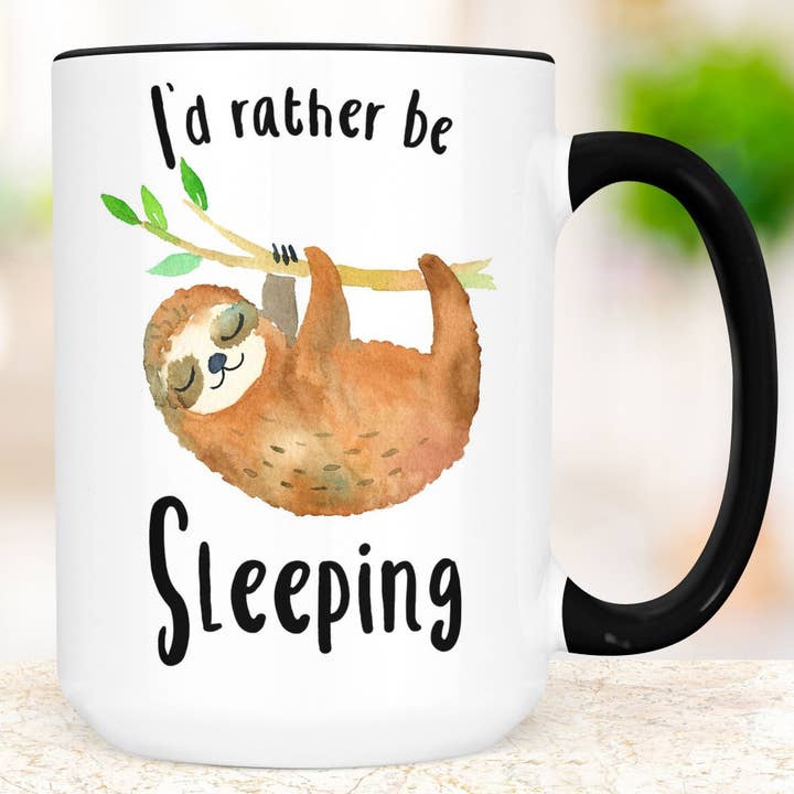 Sloth Coffee Mug I'd Rather Be Sleeping Funny Ceramic Cup for wholesale by Foxy Mug