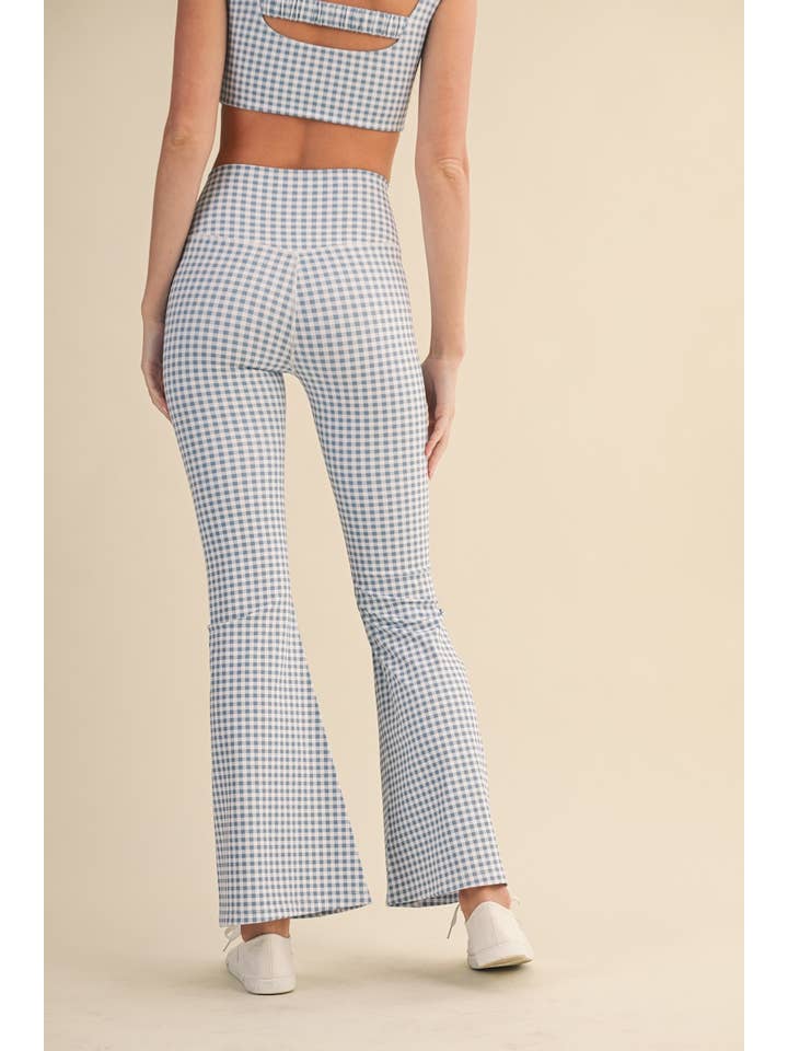 KIMBERLY C – Engroshandel Sports-/loungeleggings – til kvinder – Gingham Print Højtaljede Crossover Flare Leggings29