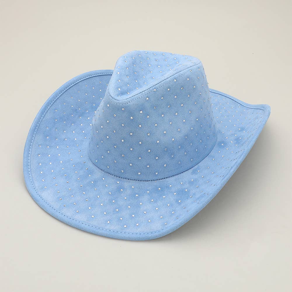 Sensibling Corp. - Wholesale Cowboy Hat - Women's - Rhinestone Embellished Faux Suede Western Cowboy Fedora Hat6