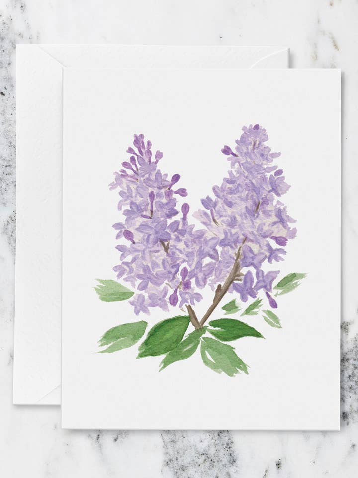 Watercolor Lilac Note Cards Single for wholesale by Crissie Vitale Creative