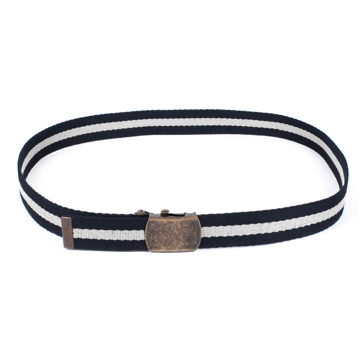 Selini New York - Wholesale Belt - Men's - Men Striped Canvas Adjustable Slide Belt-BEB3302