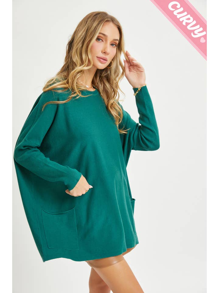 Sweet Lovely by Jen - Wholesale Tunic Sweater - Women's - FRONT POCKET OVERSIZE SWEATER PLUS SIZE84