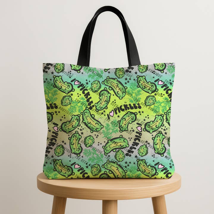 I Heart Pickles Love Yum Food Snack Large Zipper Tote Bag for wholesale by The Geek Boutique