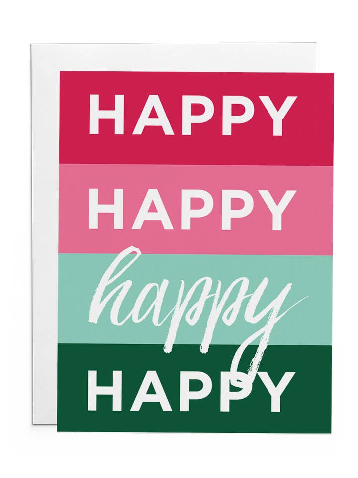 Happy Happy Happy Happy Everyday Greeting Card for wholesale by The Lost Art of Stationery