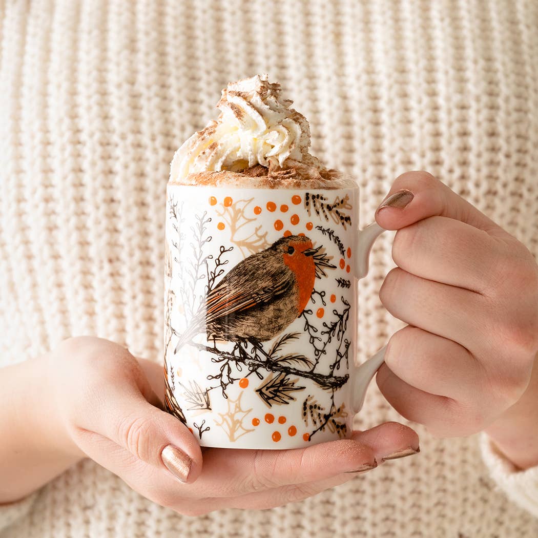 Parkwood Springs - Wholesale Coffee Mug - Cherith Harrison Christmas Robin Bone China Mug