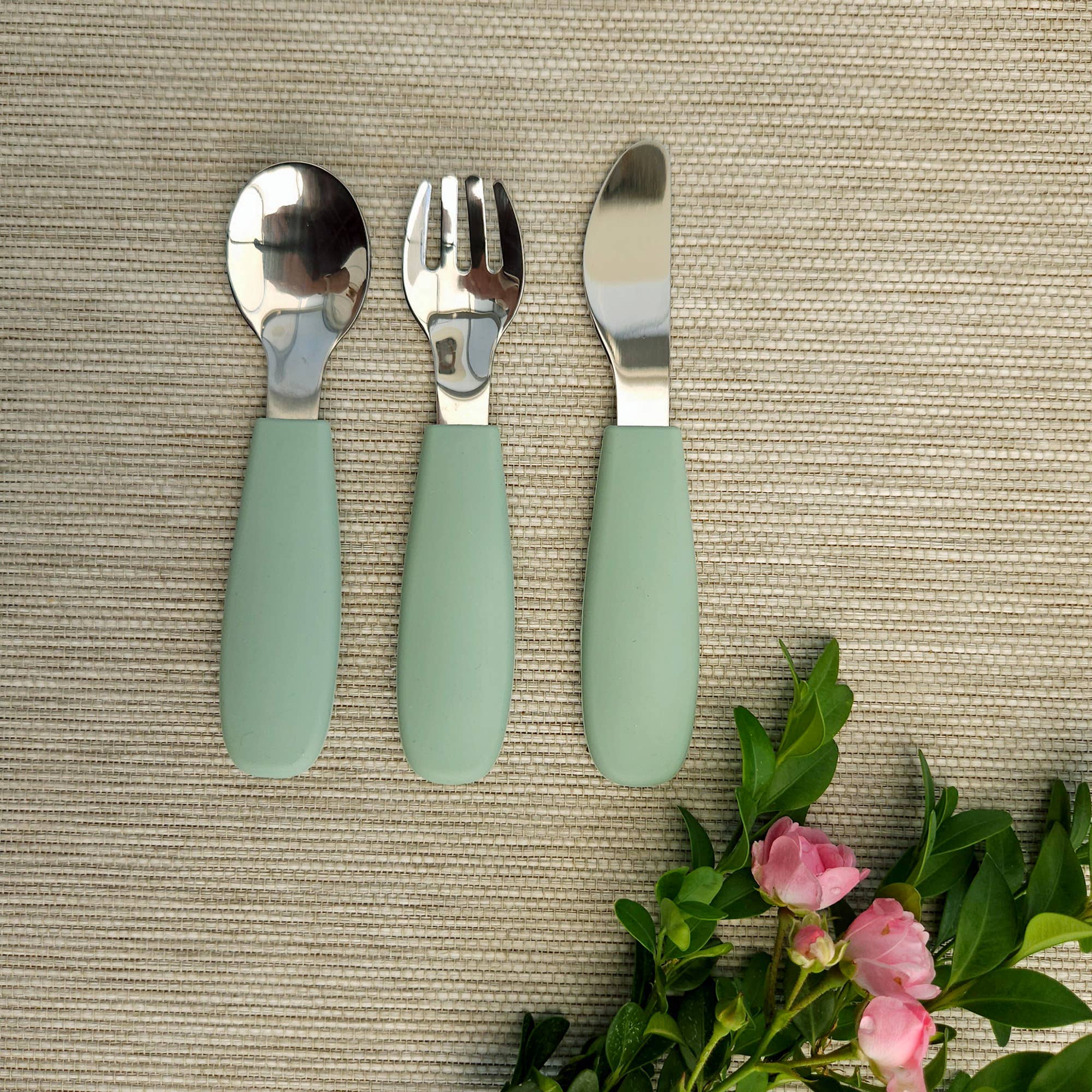 Summerville organic - Wholesale Flatware Set - Kids & Baby - Cutlery Silicone-steel Cameo Green2