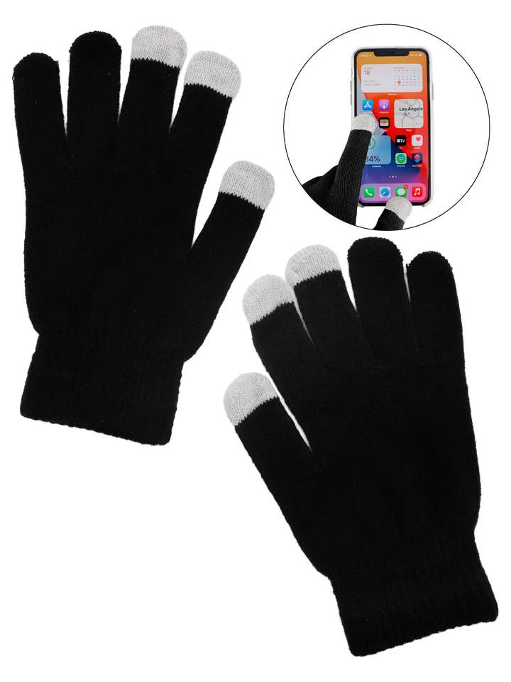 Women's Black Touchscreen Winter Gloves for wholesale by Cap Zone