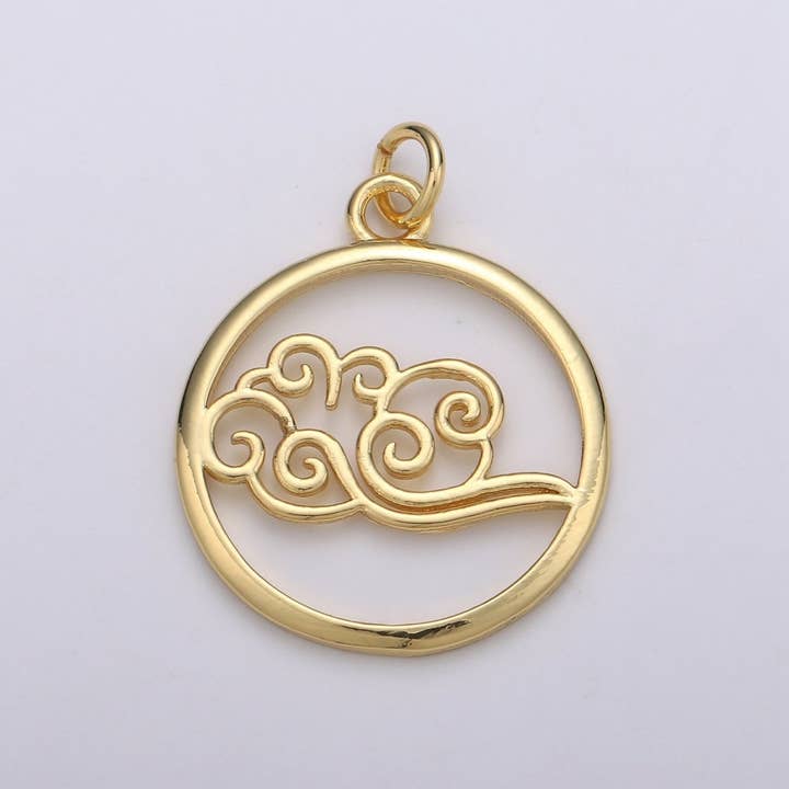 Aim Eternal - Wholesale Individual Charm/Pendant - Dainty Gold Element Charm Fire Wind Earth Ocean Wave Charm. 24K Gold Filled Charm for Bracelet Necklace Earring Supply D-915 D-923 - D-9253