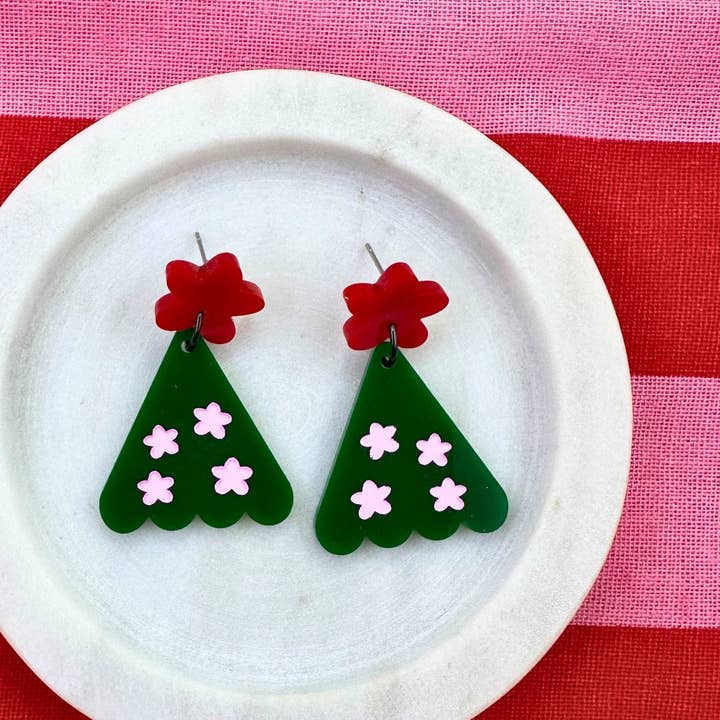 The Sassy Pants Co - Wholesale Dangle earrings - FLORAL TREES | CHRISTMAS COLLECTION1