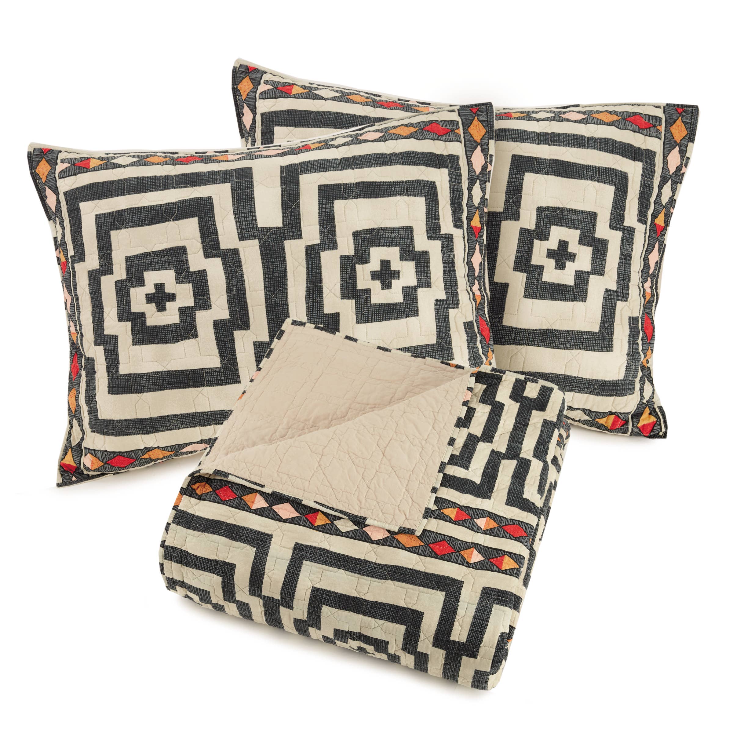 Peking Handicraft – wholesale Bedding set – Hypnotic Quilt Set (Black) - Jungalow5