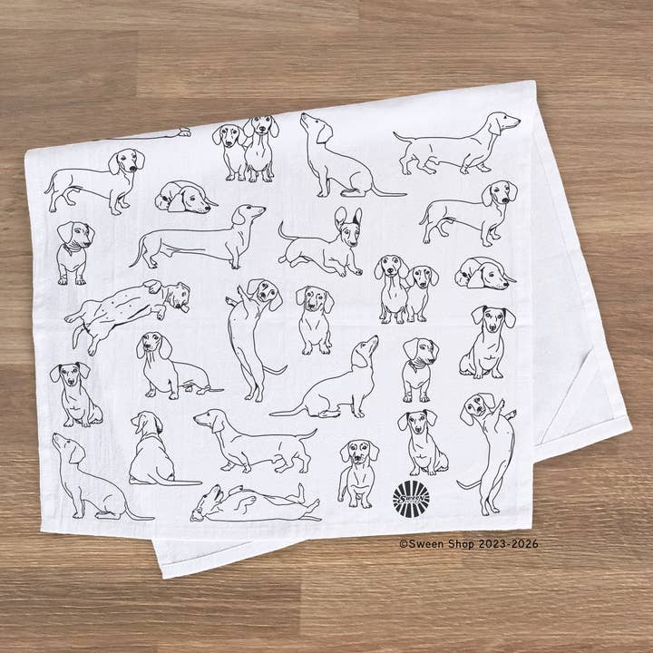 Dachshund Tea Towel - 100% Premium Cotton Kitchen Dish Cloth for wholesale by Sween Shop