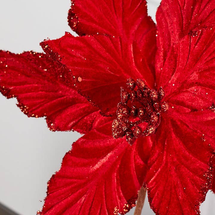 Factory Direct Craft - Wholesale Artificial Flowers - 6" Artificial Red Poinsettia Flower with Clip