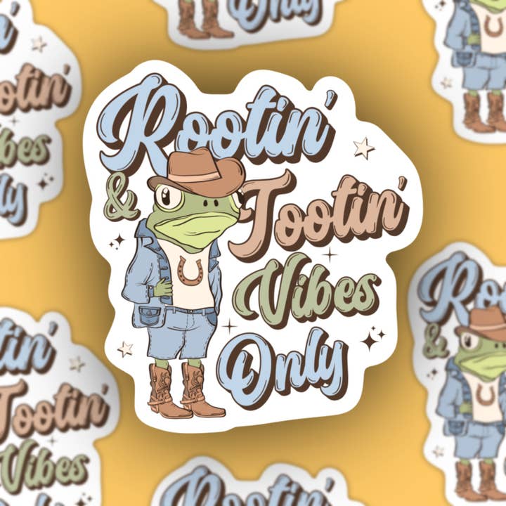 Sage and Virgo - Wholesale Sticker - Rootin & Tootin Vibes Only, Cowboy Frog Sticker1