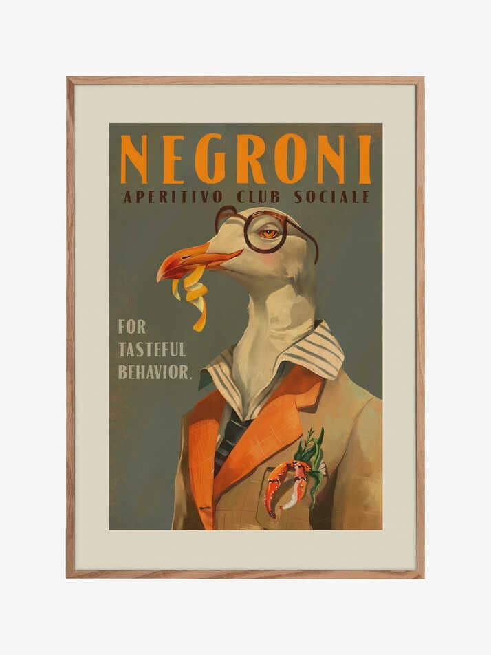 Affiche Vintage Art Déco Negroni d'une Mouette Élégante pour la vente par Pictufy Wholesale