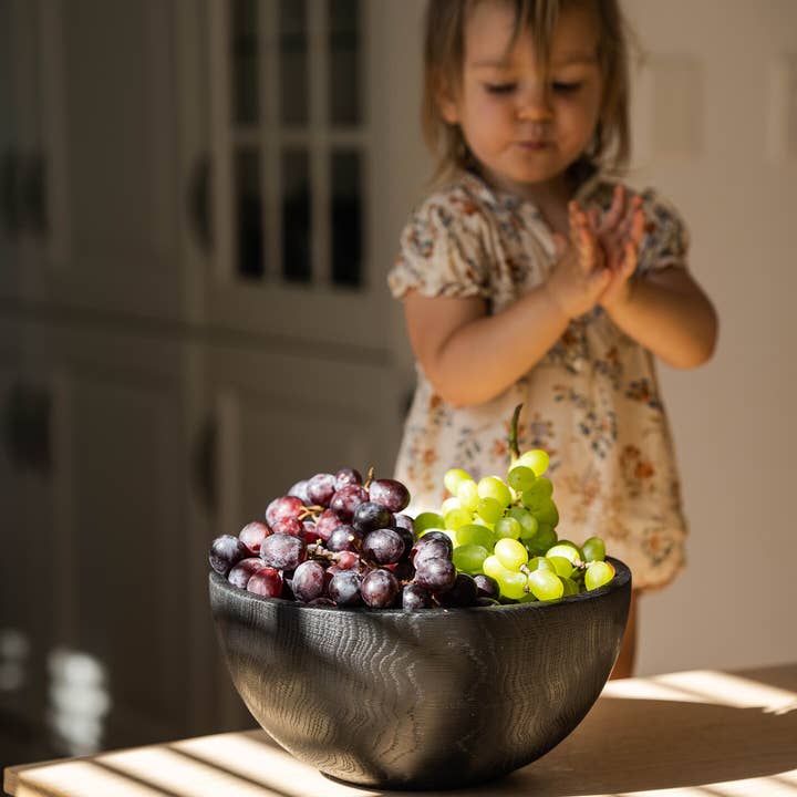 Creating Comfort Lab – Prato/tigela decorativa por atacado – Tigela grande de madeira carboneada esculpida à mão6