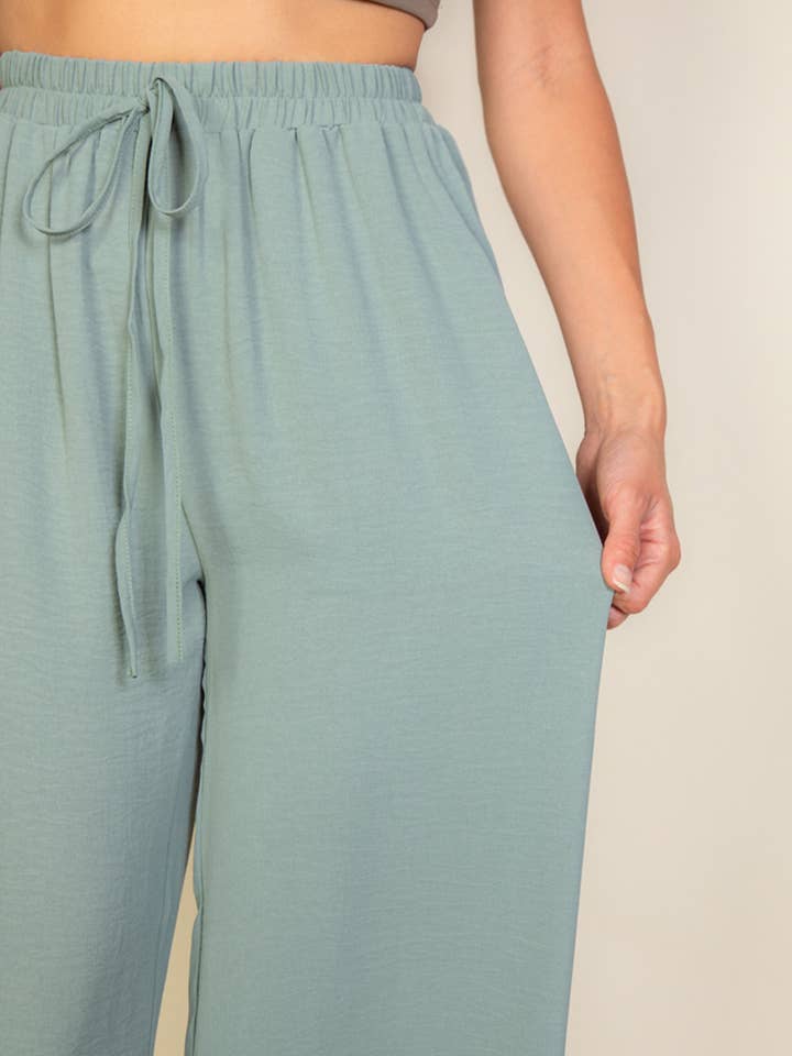 CAPELLA APPAREL - Wholesale Pants - Women's - Drawstring waist wide leg minimalist pants20