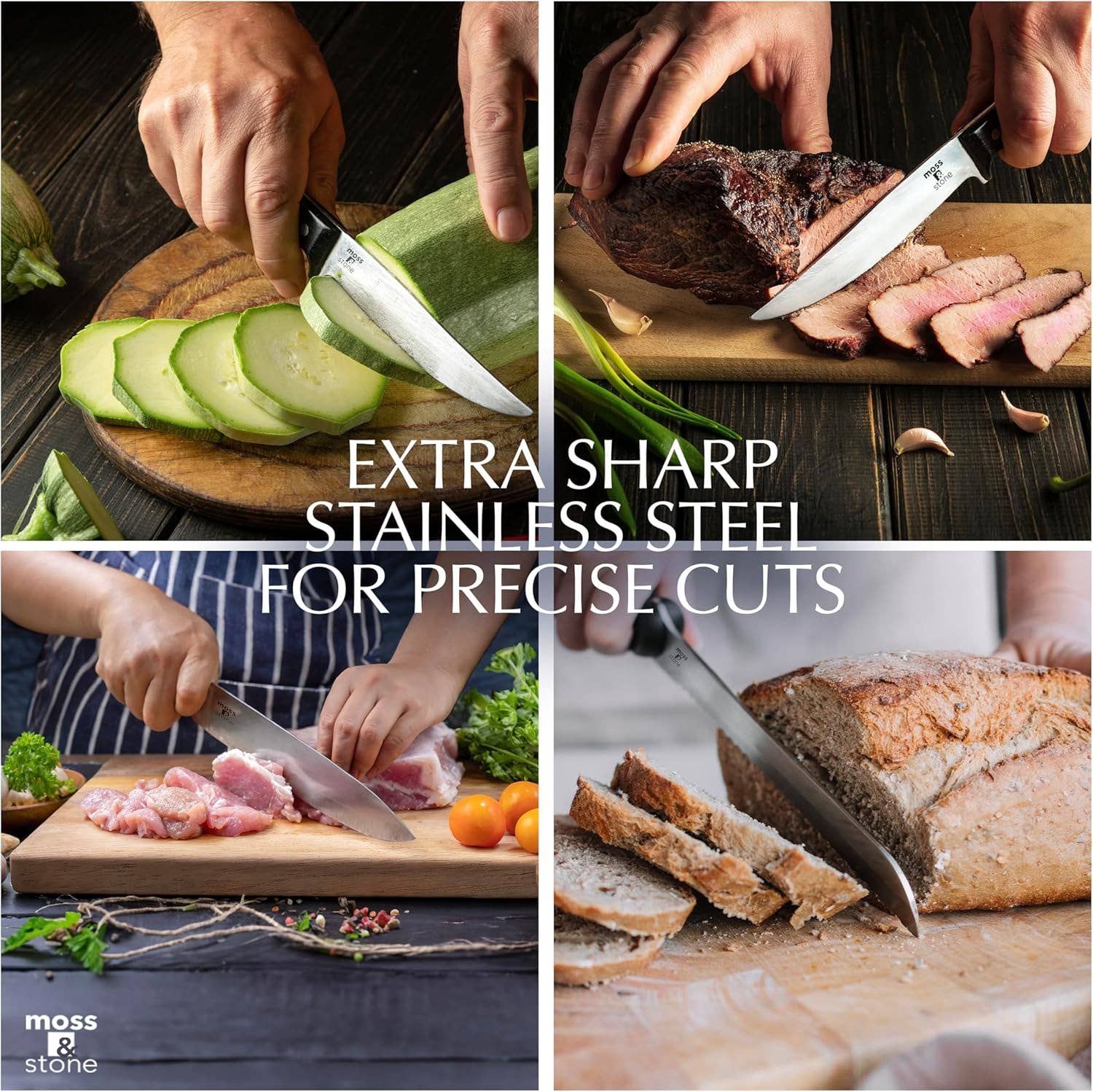 Moss & Stone - Wholesale Knife Set - 14-piece Knife Block Set, Stainless Steel Knife Set, Premium Kitchen knives Set With High-Carbon Stainless Steel Blades And Wooden Block Set, Cutlery Knife Set, 14 Pcs Kitchen Knife Set6