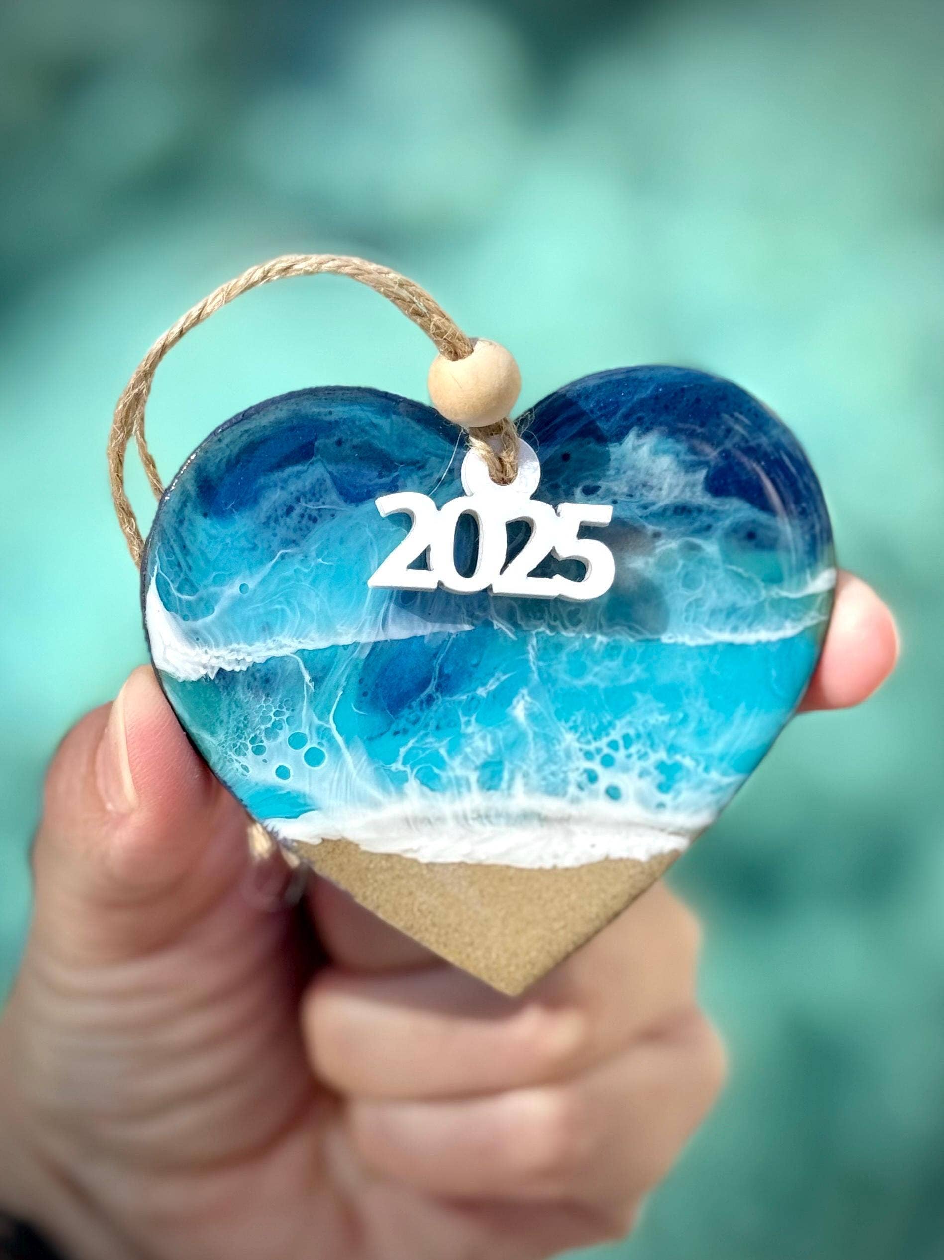 Artful Nests - Wholesale Ornament - Ocean Resin Heart Ornament: Beach Inspired Decor - Christmas Tree Ornament Newlywed Anniversary5