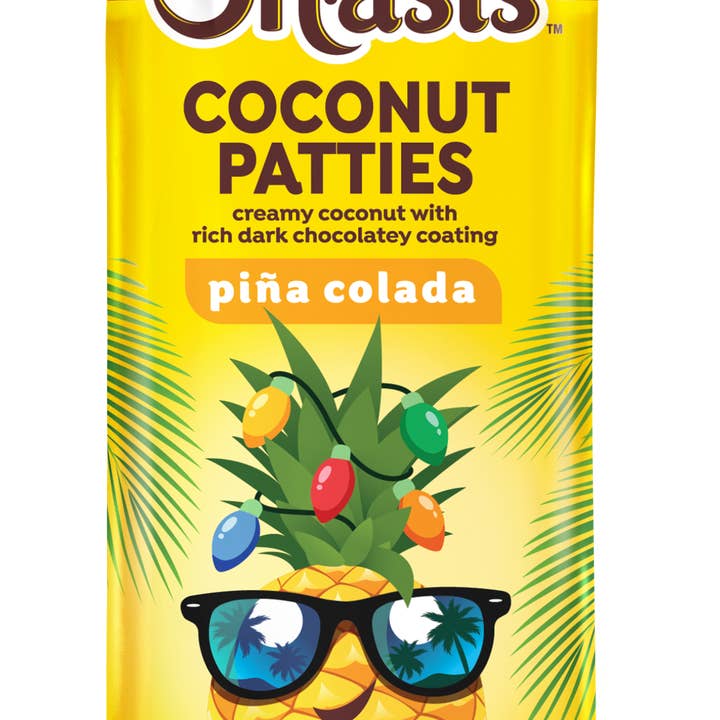 LAS OLAS CONFECTIONS - Wholesale Chocolate Covered Sweets - HOLIDAY PINEAPPLE Piña Colada 2pc Cnct Pty 2.68 oz 12pc CDU0