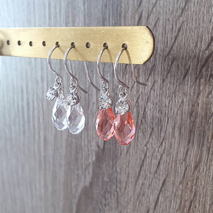 DIGE DESIGNS - Wholesale Dangle Earrings - 18K gold plated earrings with Rose Peach Austrian crystals1
