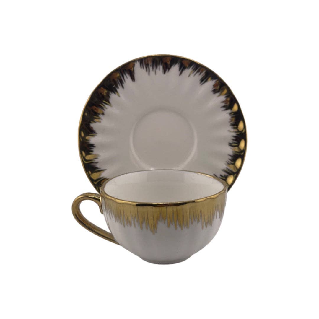 Atar Gifts - Wholesale Tea Set - White Tea and Coffee Set with Gold Accents2