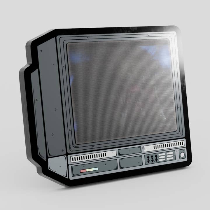 2.5" Lenticular Predator CRTV Enamel Pin for wholesale by GoopyGoblins