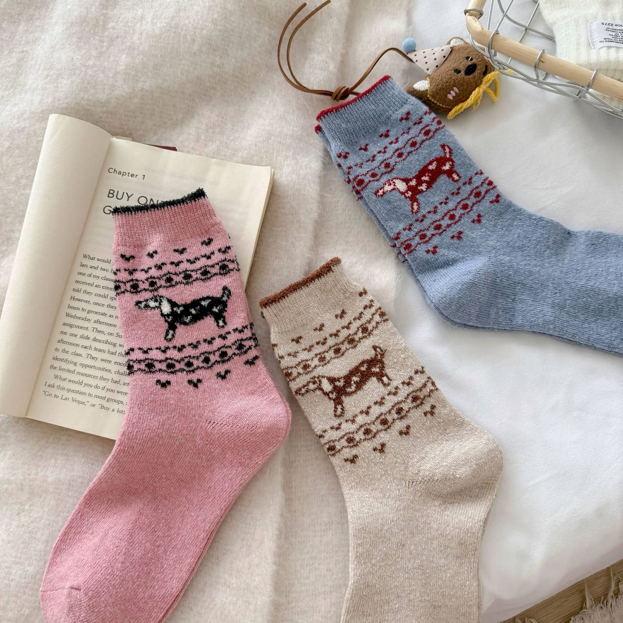 Happy Knits - Wholesale Socks - Women's - Women's Wool Socks - Warm Dachshund Pattern Winter Socks23