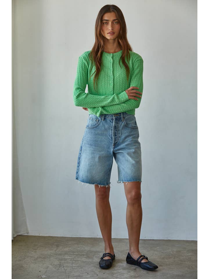 By Together - Wholesale Cardigan - Women's - W2108 | Knit Cable Sweater Cotton Button Down Cardigan Top