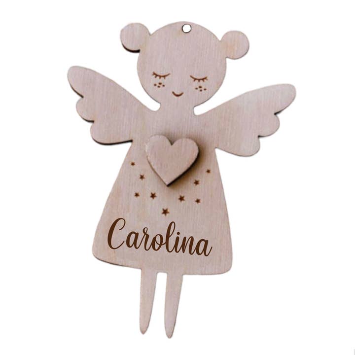BeGenuine - Wholesale Ornament - Angel Wooden Ornament Personalized with Name Girl Keepsake 6
