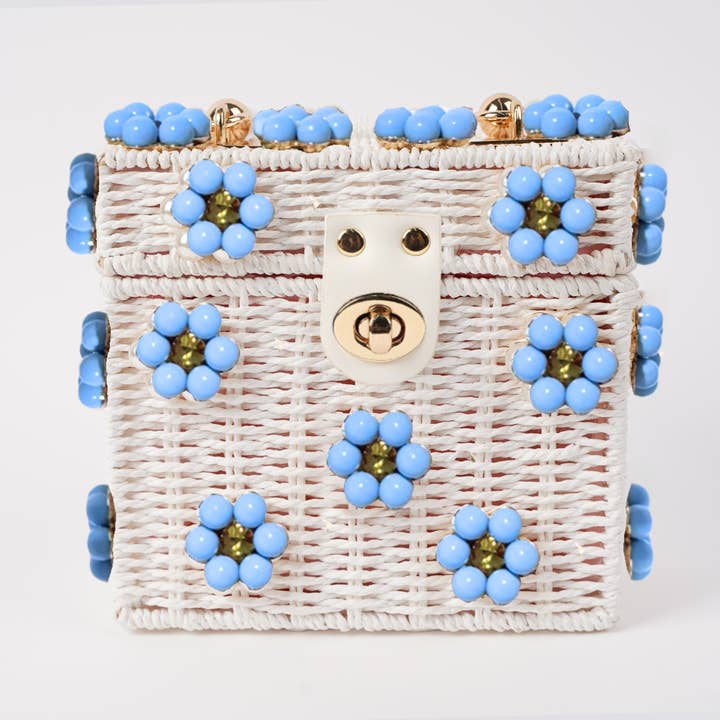 By Jenna Lee - Wholesale Top Handle Bag - Women's - Wicker Bucket Daisy Flower Purse9