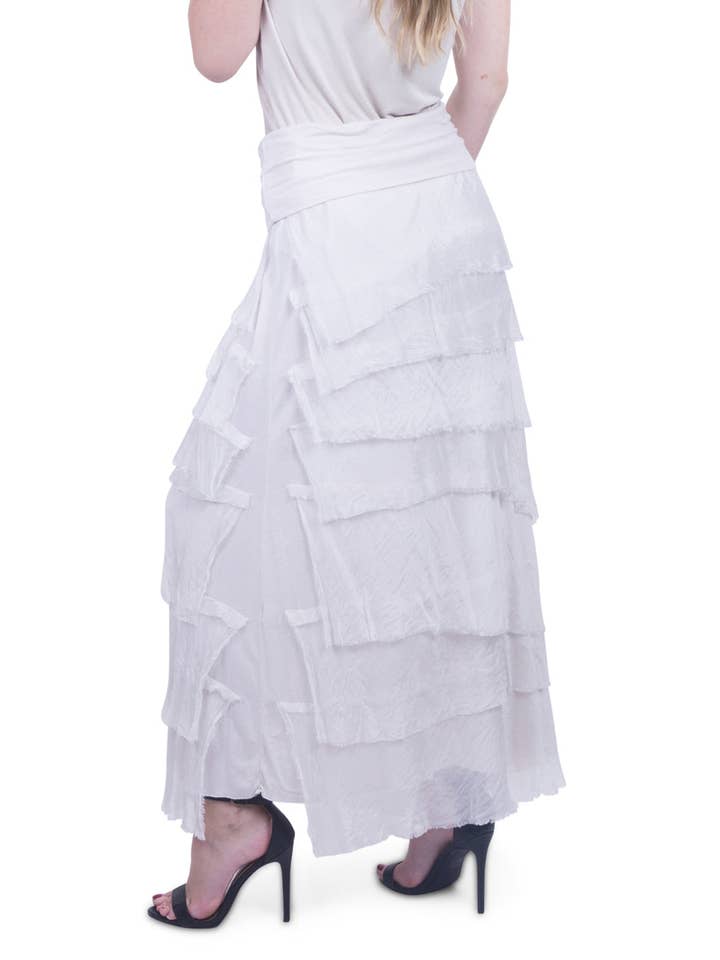 Gigi Moda - Vente Jupe – femme - Jupe volantée longue en soie57