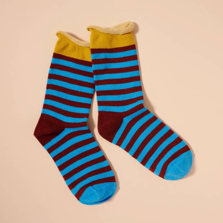 Assorted Colorful Striped Crew Socks – 4 Pair Pack for Christmas Gift for wholesale on Faire1
