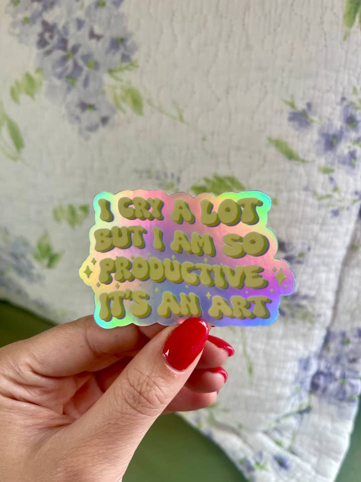 Ich weine viel, aber ich bin so produktiv Vinyl-Aufkleber mit Songtexten für den Großhandel von Stickers by Saylor