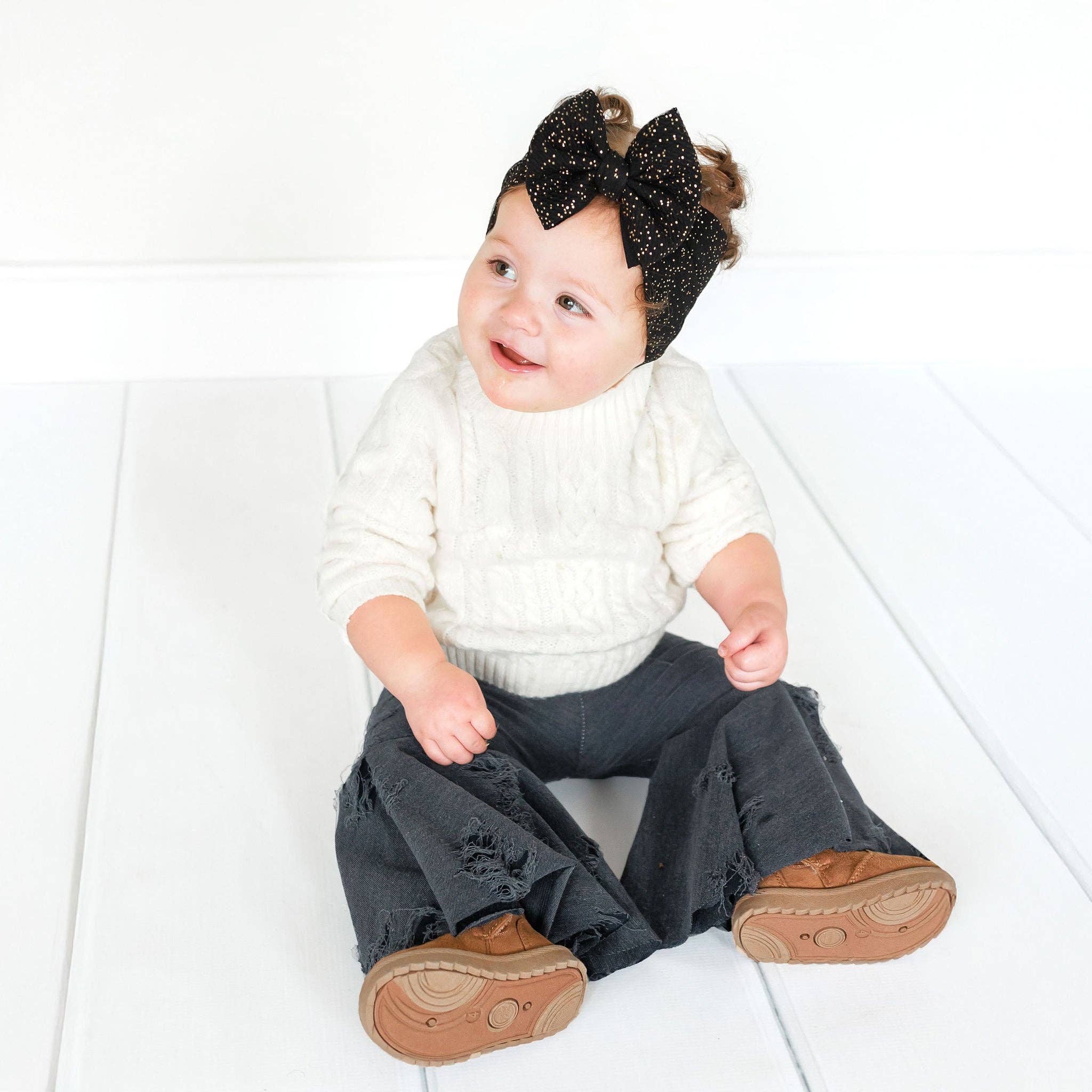Tiny toes Baby Co - Wholesale Pants - Baby - Distressed Denim Inspired Baby Bell Bottoms3