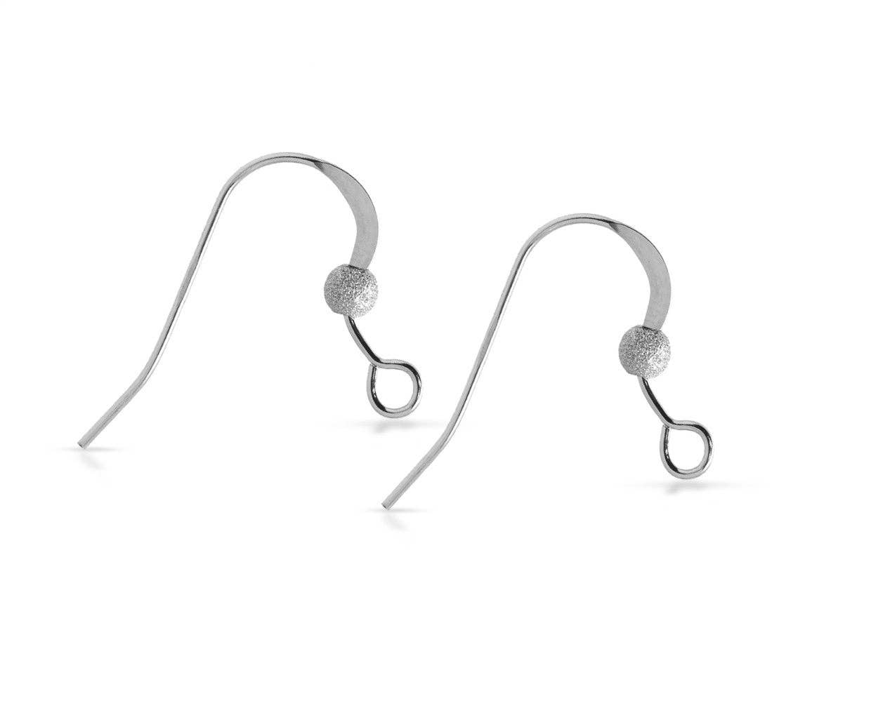 Plazko - Wholesale Dangle Earrings - French Hook Flat Ear Wires W/ Stardust Bead Sterling Silver 18x16mm - 5 pairs