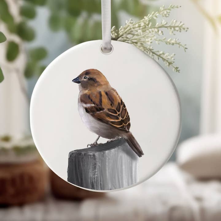 MerikaArt - Wholesale Ornament - Sparrow Ceramic Ornament1